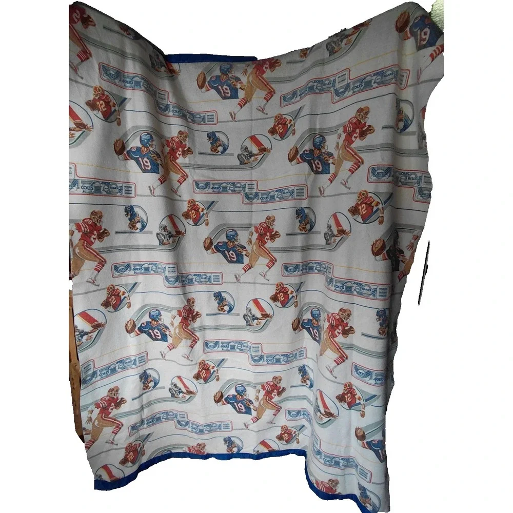 Vintage Fleece Blanket NFL Football Teams All Over Graphic Print Made in USA